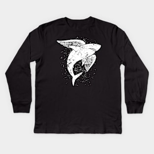 Winged Shark Kids Long Sleeve T-Shirt